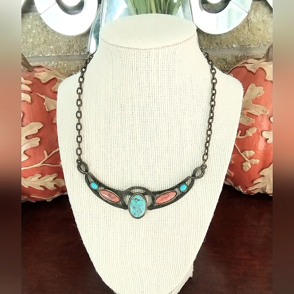 Caroline Emmons Turquoise & Corral, Style Rustic Vibe Bib Necklace - Picture 11 of 13